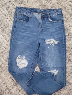 Soho Women's Ripped Medium Blue Skinny Jeans